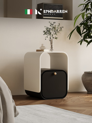 意式极简超窄床头柜烤漆现代简约创意镂空卧室极窄设计师款床边柜