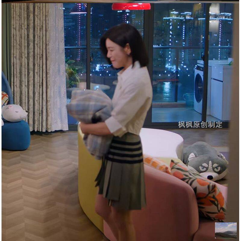 狙击蝴蝶岑矜陈妍希同款百褶裙四条杠不规则半身短裙高腰a字裙子