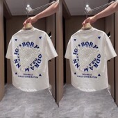 时尚 钢印压花燕尾T恤男士 圆领半袖 BXBM2025夏季 休闲百搭短袖 潮ins