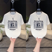 新款 时尚 薄款 2025年夏季 圆领字母短袖 T恤上衣男士 休闲宽松半袖 ins