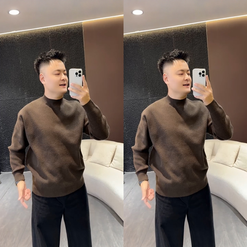 2025年冬季新款保暖柔软针织衫男士时尚百搭休闲加厚毛衣男潮韩版