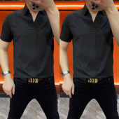 打底衫 BXBM2025年夏季 男士 潮流百搭休闲半袖 满天星翻领短袖 polo衫