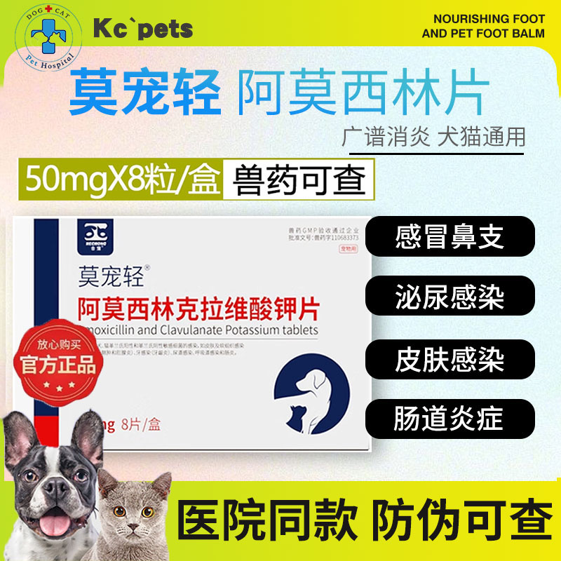 莫宠轻阿莫西林克拉维钾宠物犬猫狗感冒咳嗽打喷嚏流鼻涕消炎药