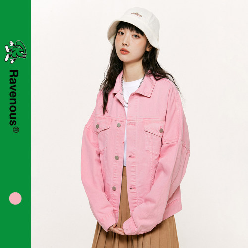RAVENOUS秋冬粉色牛仔夹克宽松