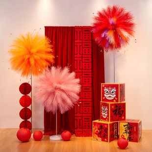 2026新年装饰场景布置白日焰火商场店铺过年氛围烟花背景拍照道具