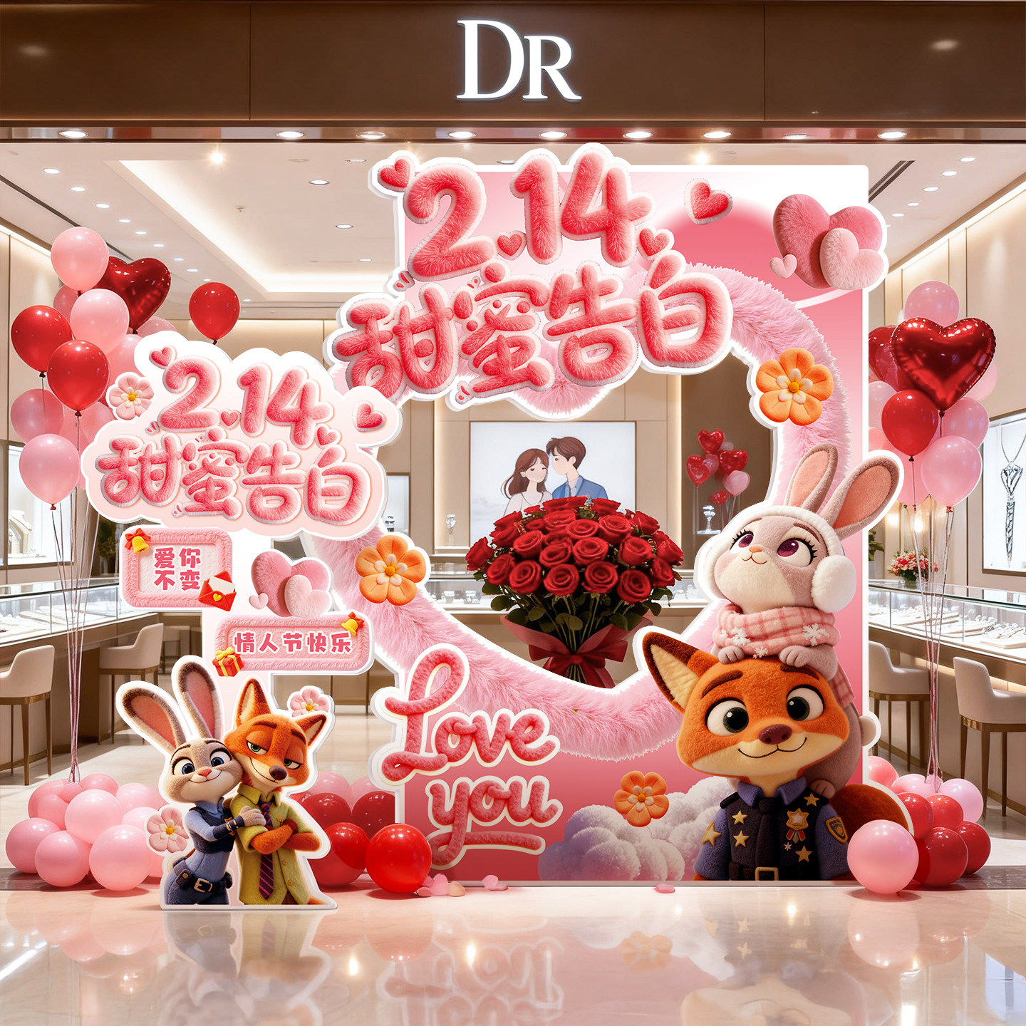 2.14情人节商场店铺场景布置相框活动氛围装饰拍照打卡KT板背景墙,节庆用品/礼品,节日装扮用品,淘宝优惠券,粉丝福利购,淘宝优惠卷