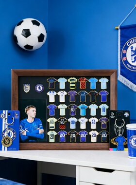 帕尔默恩佐哈兰德萨拉赫范戴克徽章相框足球周边送男友生日礼物