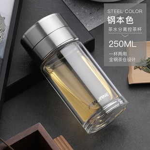 繁简玻璃杯女高颜值单层水杯女生茶杯2026新款便携家用喝水杯子