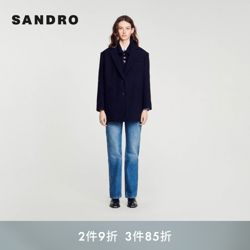 简约西装领毛呢外套SANDRO