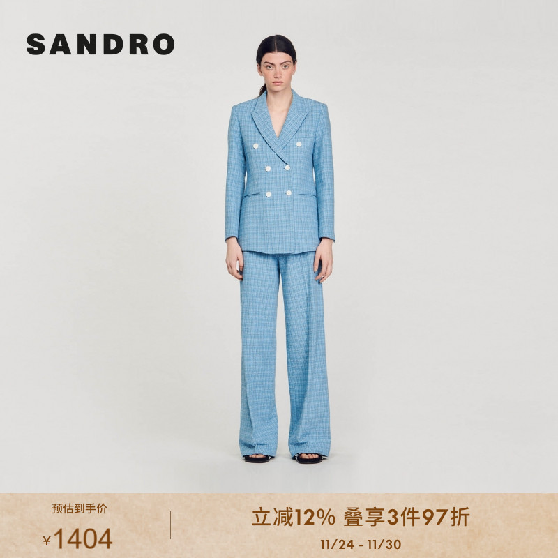 SANDRO法式格纹西装外套