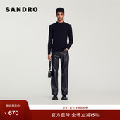 Outlets秋冬男装 法式 时尚 SANDRO 纯色气质休闲简约圆领针织衫 上衣