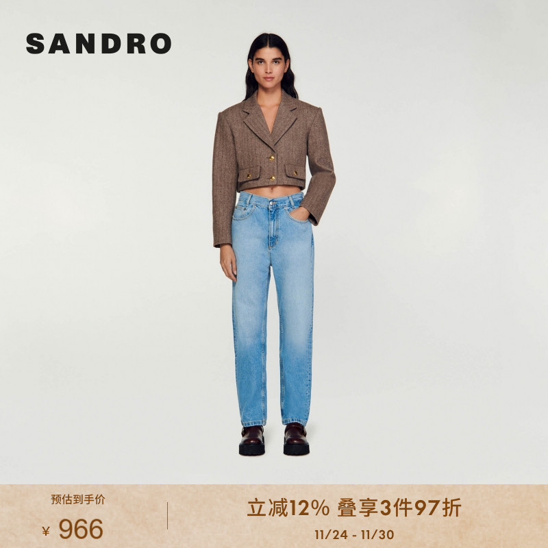 SANDRO短款廓形翻领西装外套