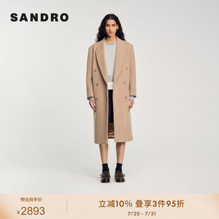 SANDROOutlets24秋冬款 气质双排扣毛呢大衣SFPOU00678 女装 法式