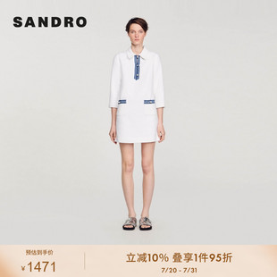 温柔短款 SANDRO 法式 Outlets2024春秋款 针织连衣裙SFPRO03498 女装
