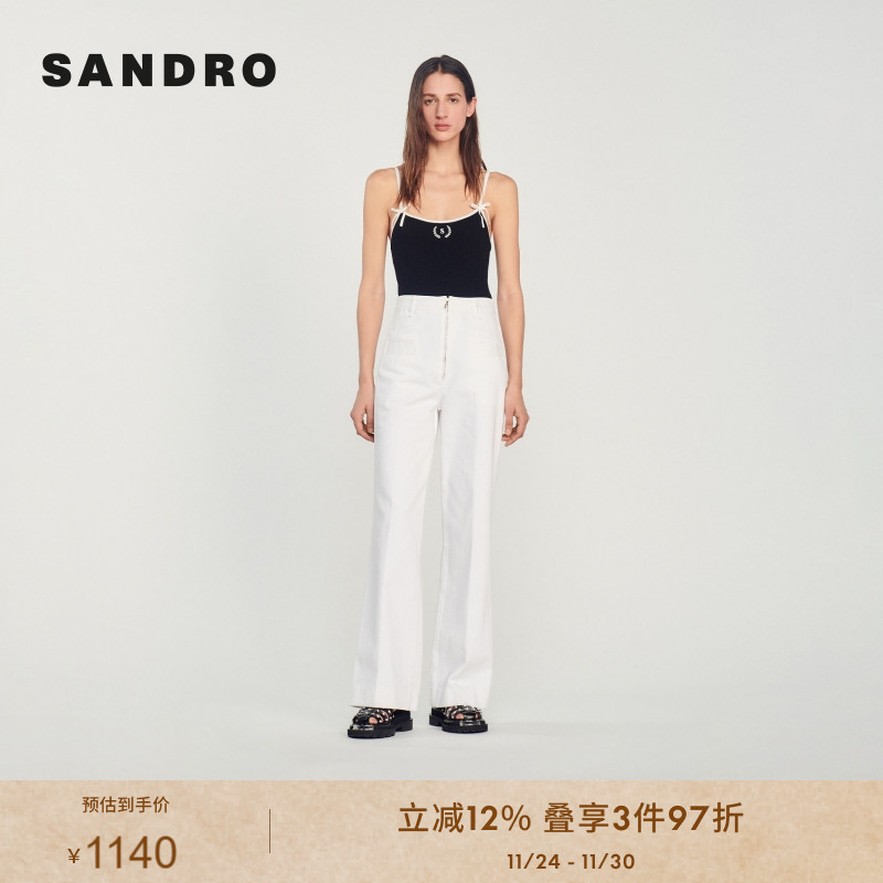 高腰阔腿长裤 隐藏式拉链设计