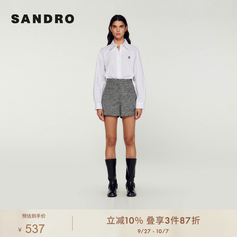 高腰显瘦格纹西装短裤SANDRO
