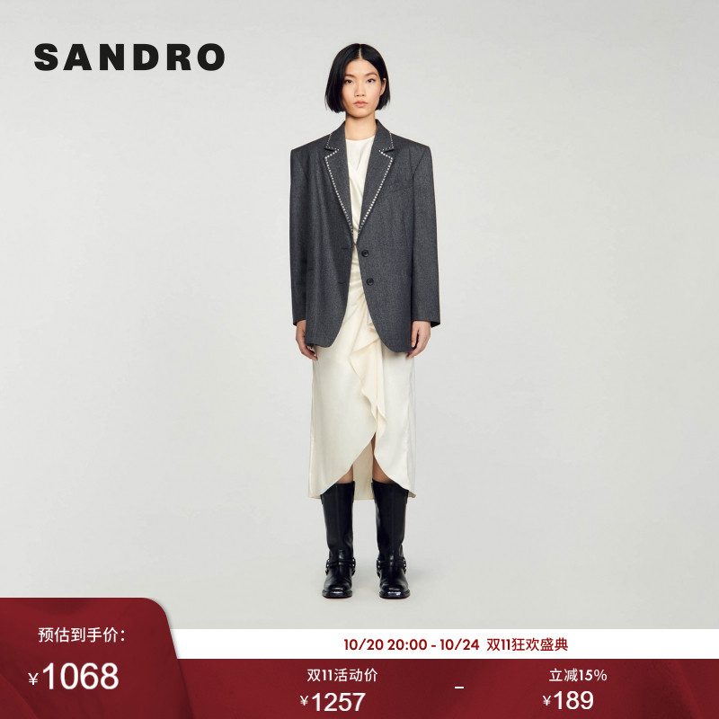 SANDRO气质饰钻点缀领西装外套