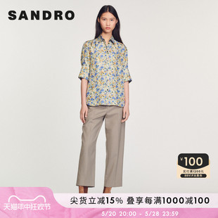 复古时尚 桑蚕丝碎花短袖 Outlet女装 衬衫 SFPCM00722 法式 SANDRO