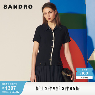 春季 拼接百褶裙彼得潘领法式 Outlet女装 SANDRO 连衣裙SFPRO01638