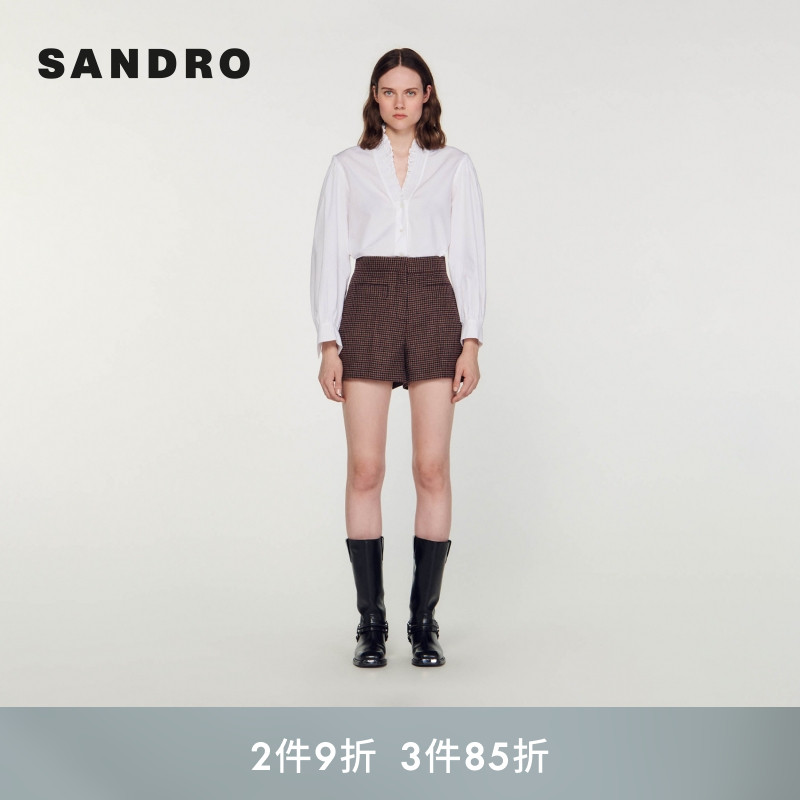 高腰显瘦休闲格纹西装短裤SANDRO