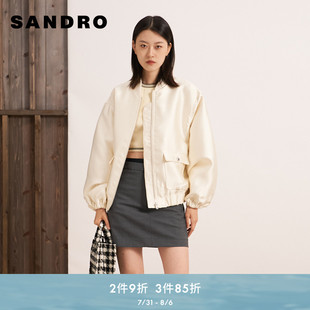 SANDRO 棒球領(lǐng)光澤感棉服落肩棉服外套SFPBL00872 法式 Outlets女裝