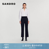 通勤经典 法式 款 黑色宽松高腰直筒西装 SANDRO 裤 Outlets秋冬女装