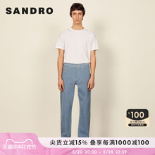 SANDRO Outlet男装皮革标签简约直筒休闲牛仔裤SHPJE00422