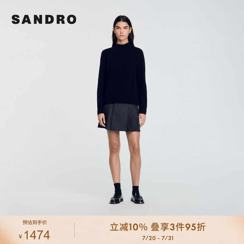【绵羊毛】SANDRO Outlets2024春秋款女装羊毛针织衫SFPPU02462