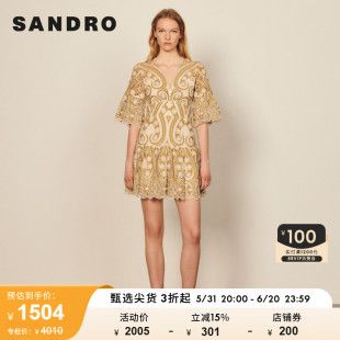 连衣裙SFPRO02221 法式 度假风镂空刺绣印花短款 SANDRO Outlet女装