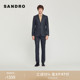 Outlets秋冬男装 西装 时尚 V领短款 外套 商务绵羊毛灰色经典 SANDRO