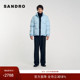 法式 SANDRO Outlets秋冬男装 简约休闲天蓝色立领拉链门襟棉服外套