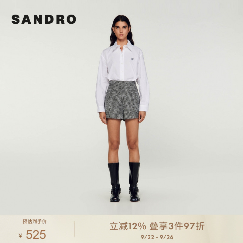 高腰显瘦格纹西装短裤SANDRO