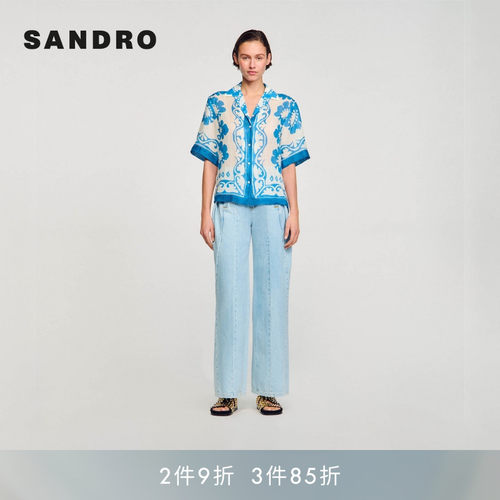 法式印花度假风短袖衬衫SANDRO