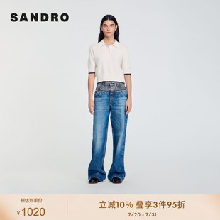 气质针织翻领毛衣SFPPU02396 SANDRO Outlets2024春秋款 女装 法式
