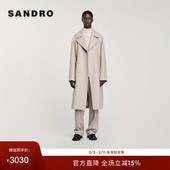 可调节系带长款 SANDRO 大衣外套 法式 简约时尚 Outlets秋冬款 男装