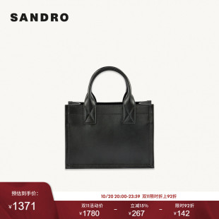 气质简约黑色压花logo通勤托特包 款 SANDRO Outlets秋冬女士经典