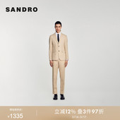 亚麻通勤商务单排扣米黄西装 SANDRO 款 经典 外套 Outlets秋冬男装