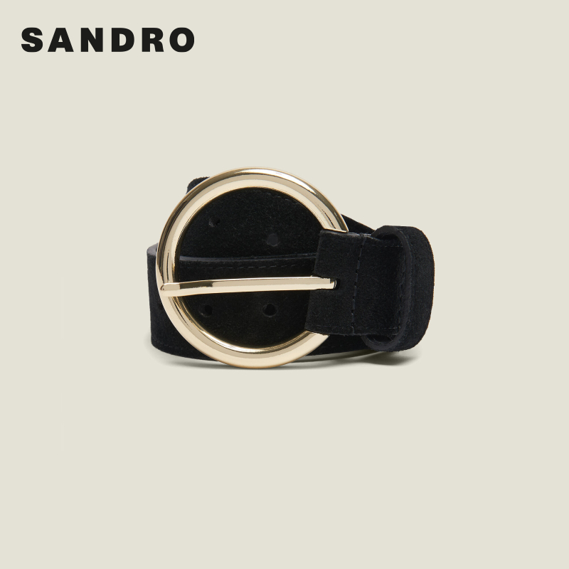 sandro女装牛皮剖层革腰带