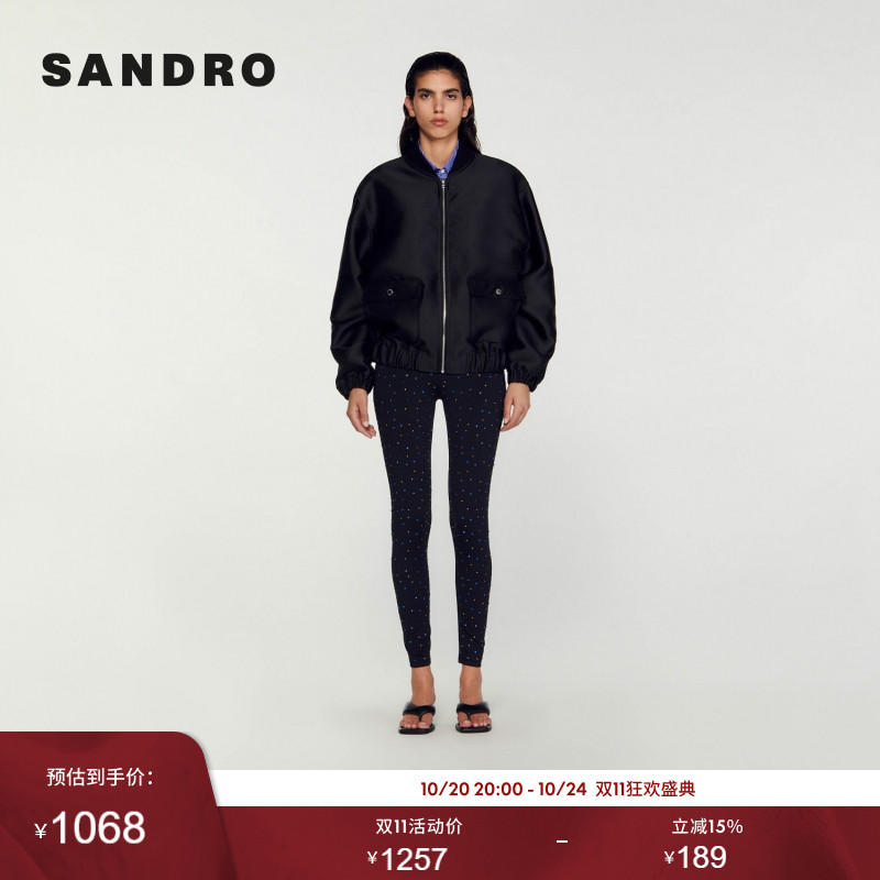 sandro时尚光泽感拉链休闲外套