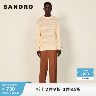 时尚 SANDRO 春季 SHPTR00359 Outlet男装 休闲镂空圆领套头针织衫