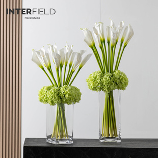 前台圆桌马蹄莲摆花商务仿真花手感高级客厅电视柜玄关现代摆设