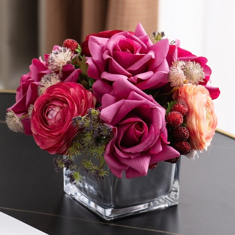 仿真花艺摆件保湿玫瑰露莲花束客厅摆设桌花轻奢高档房间软装摆花,家居饰品,装饰摆件,淘宝优惠券,粉丝福利购,淘宝优惠卷