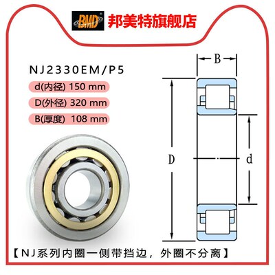 瑞典BMD进口轴承NJ2328 2330 2332 2334 2336 2338 2340 EM/P5