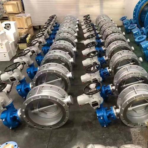 上海京蝶 双高良工 沪工阀门D943H电动三偏心硬密封法兰蝶阀DN100