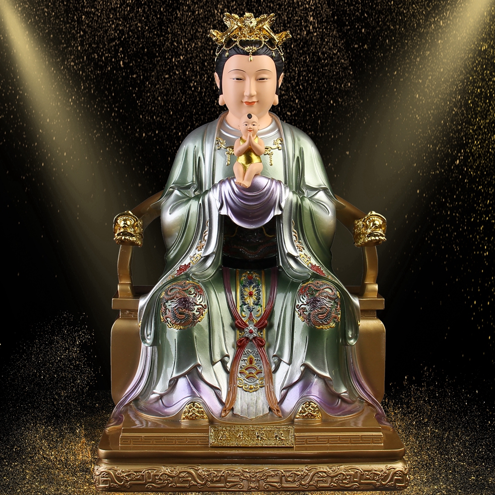 送子娘娘神像供奉居家用临水夫人陈靖姑求子注生娘娘树脂佛像摆件
