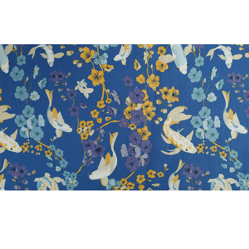 川水品牌 纯棉布料鲤鱼锦鲤花朵日系和风服装家居装饰手工娃衣DIY