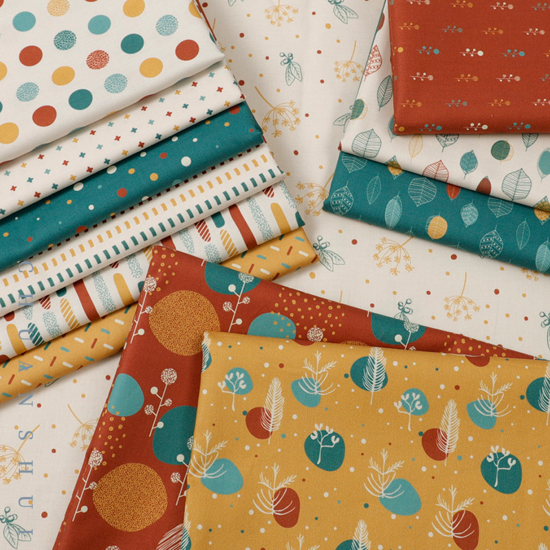 川水品牌 纯棉布料复古圣诞配色花枝波点几何拼布服装手工面料DIY