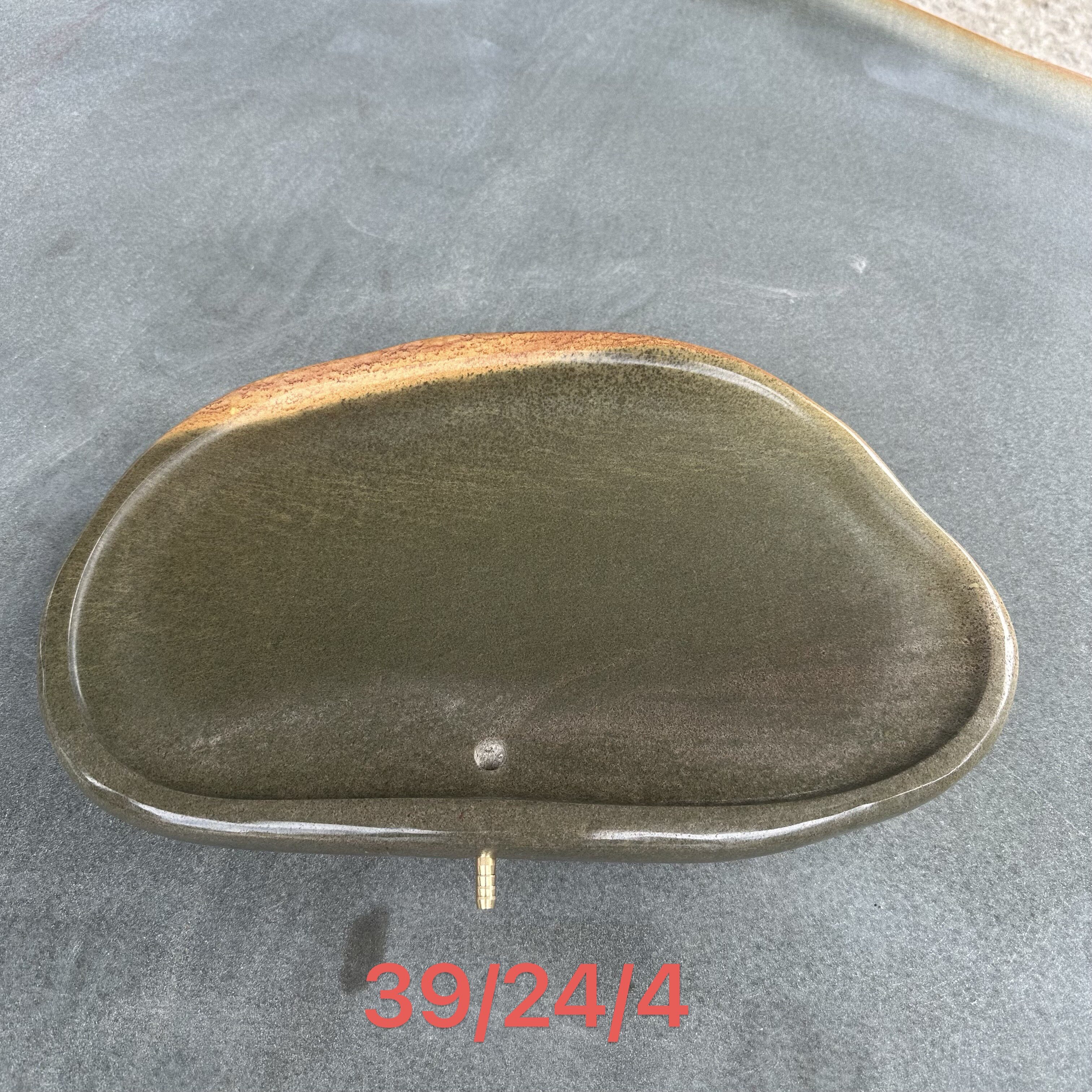 天然原石端砚绿端石头茶盘家用办公室茶海功夫茶具户外庭院茶桌