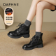 达芙妮厚底黑色马丁靴女2025新款 冬季 英伦风复古雪地靴女加绒短靴