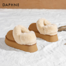 达芙妮厚底加绒雪地靴女冬季2025新款加厚保暖棉鞋家居毛毛棉拖鞋